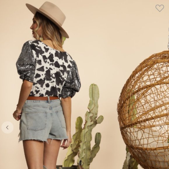 Animal Printed Top with Embellished Sleeves - Picture 3 of 3